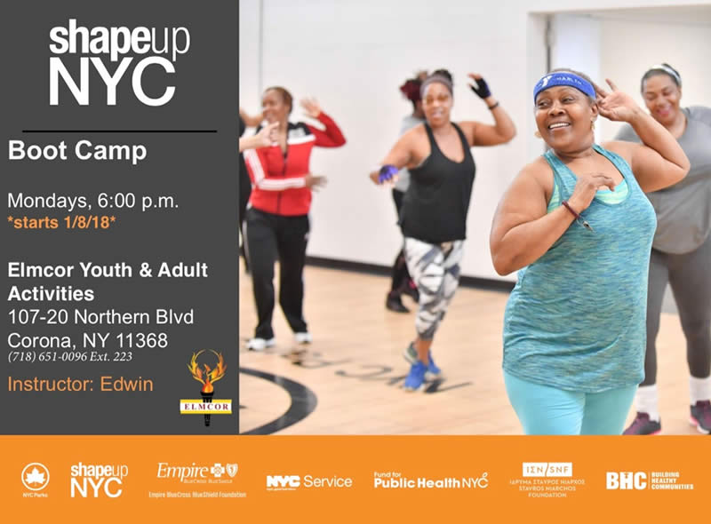 shapeup NYC boot camp being held atElmcor Youth & Adult Activities, Inc.